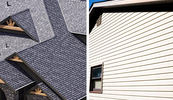 Collage of newly installed roof and siding