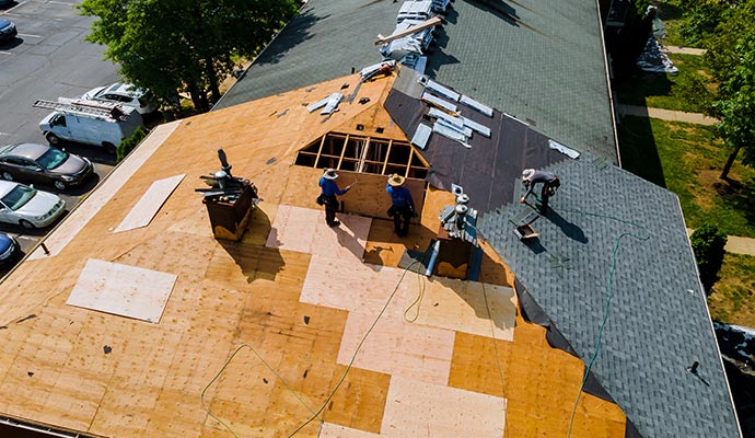 Professional team installing a commercial roof