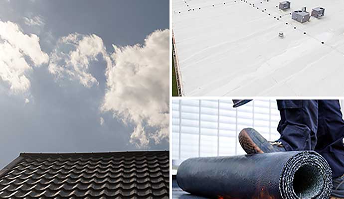 Collage of PVC, TPO and Tar roof