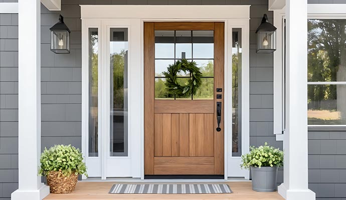 Installed modern door