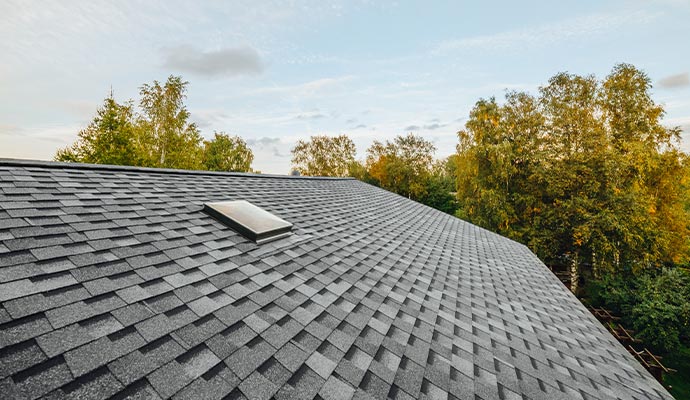 Close-up view of a newly installed roof