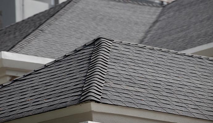 Close-up view of a residential roof