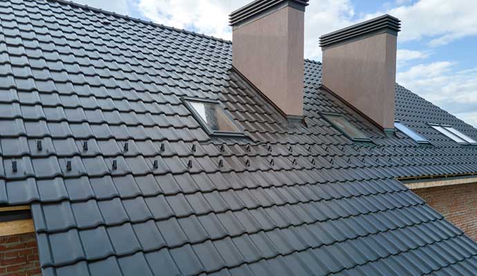 Close-up view of a slate shingle roof