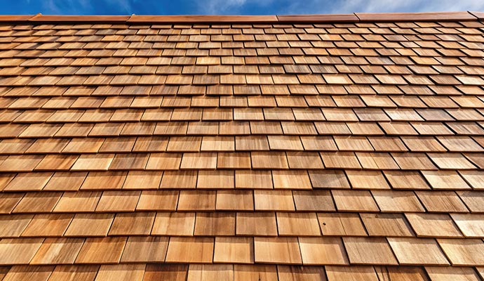 Wood shingles roof