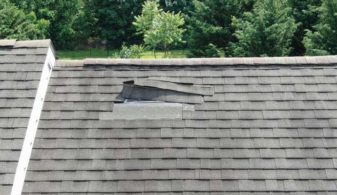 Missing shingles from the roof