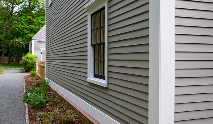 Vinyl siding installed on exterior wall