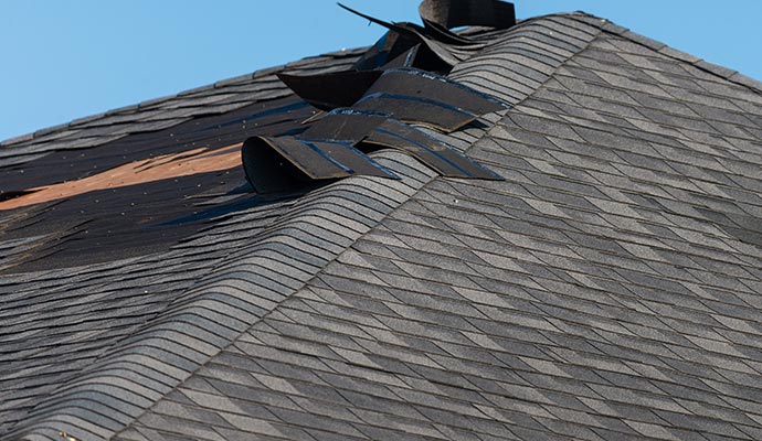 Storm damaged roof